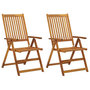 Voir la diapositive 2 : VIDAXL Chaises inclinables de jardin lot de 2 et coussins Bois acacia