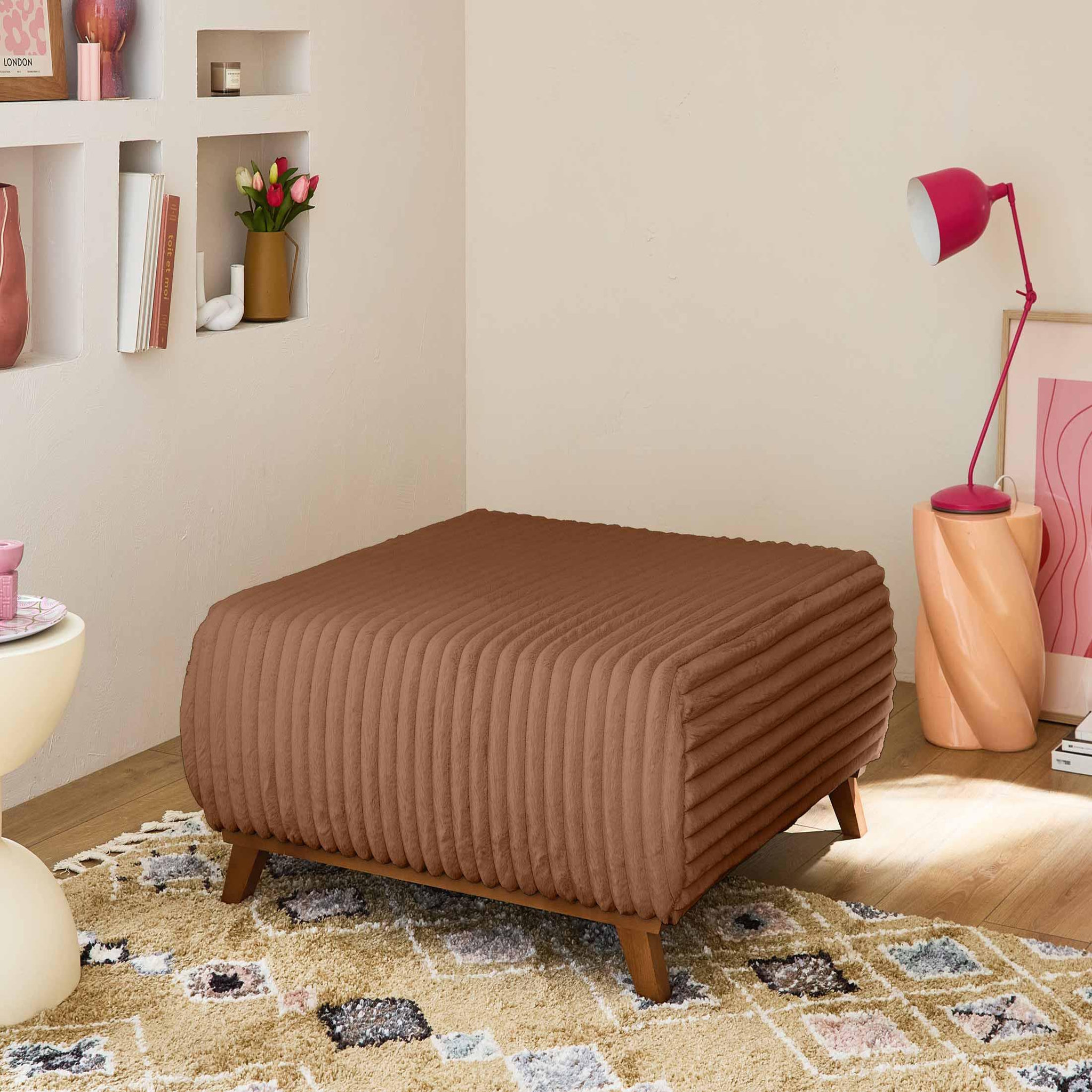 Voir la diapositive 5 : BEST MOBILIER Cristal - pouf modulable - 95 cm - en fausse fourrure côtelée