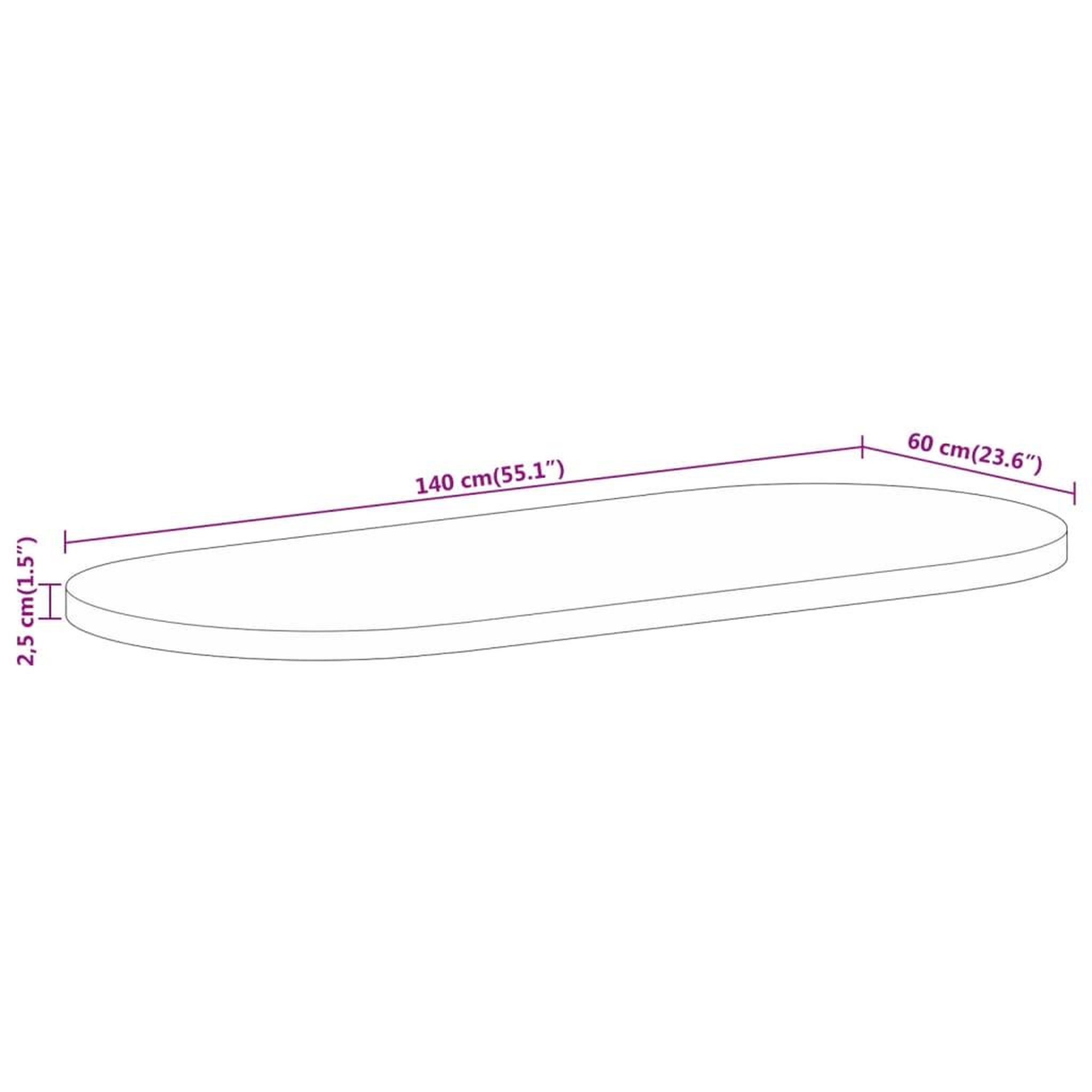 Voir la diapositive 6 : VIDAXL Dessus de table 140x60x2,5cm ovale bois massif de manguier brut