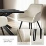 Voir la diapositive 4 : tectake Chaise style scandinave rembourrée aspect velours crème/noir
