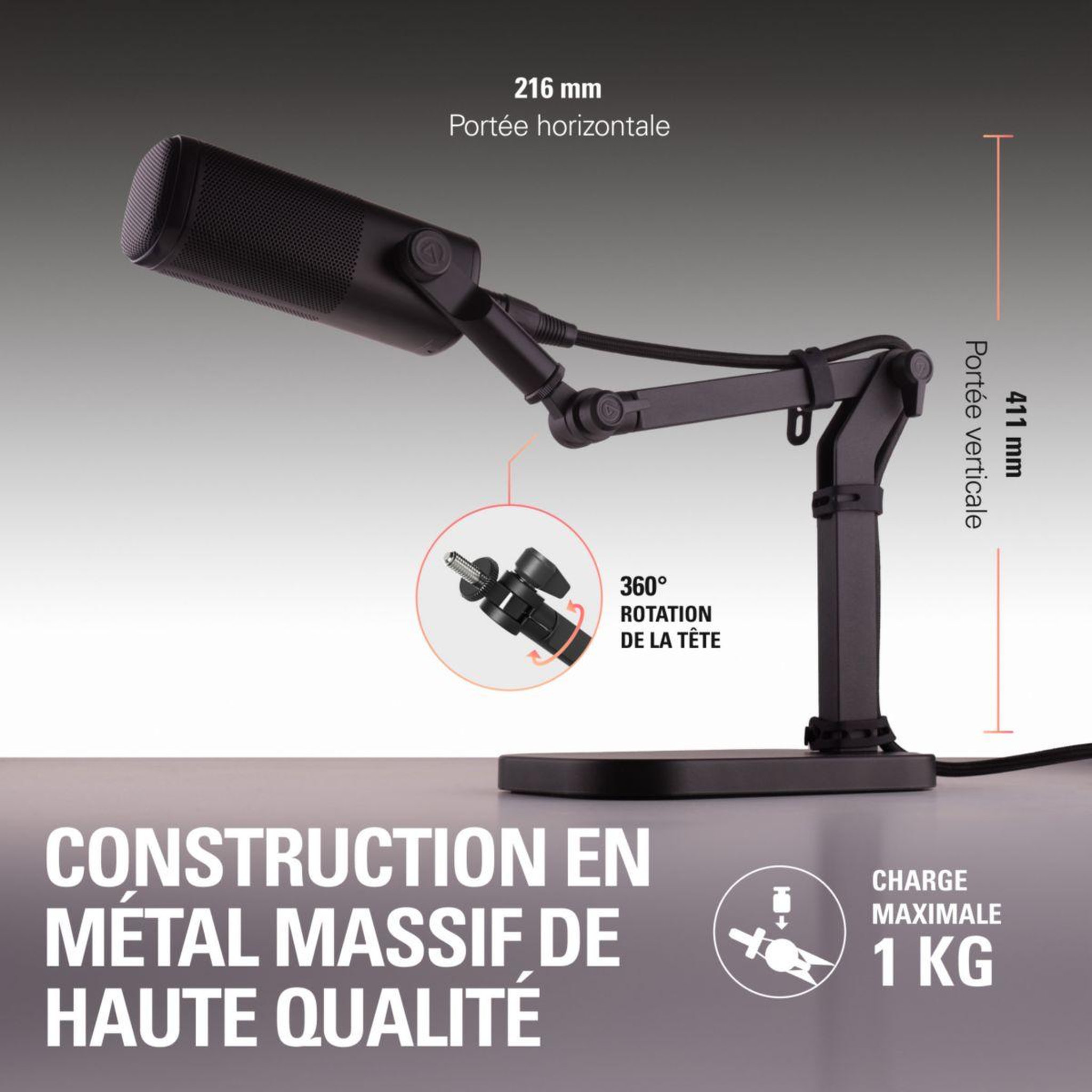 Voir la diapositive 5 : ELGATO GAMING Bras de micro wave desk stand