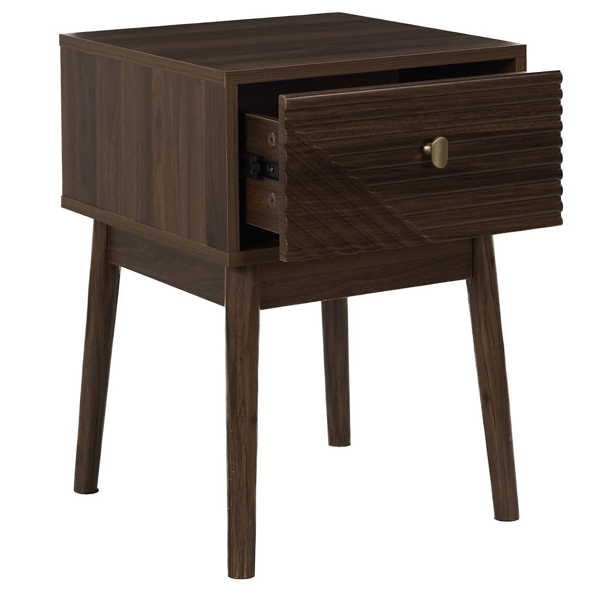Voir la diapositive 4 : The Home Deco Factory Table de chevet 1 tiroir effet noyer tiffany - marron