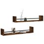 Voir la diapositive 3 : VIDAXL Etageres murales avec barres 2 pcs chene fume 80x16x14 cm