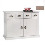 IDIMEX Buffet PARIS en pin massif, 2 portes et 2 tiroirs. Coloris disponibles : Blanc, Marron