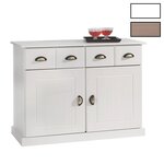 IDIMEX Buffet PARIS en pin massif, 2 portes et 2 tiroirs. Coloris disponibles : Blanc, Marron