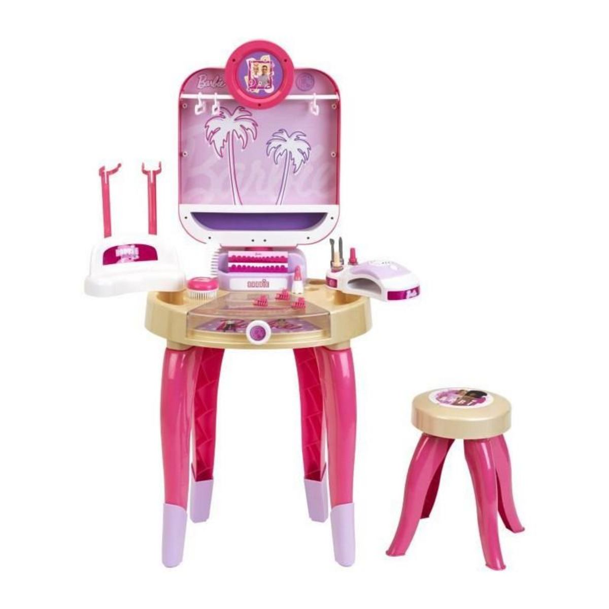 Klein Jouet de beauté - KLEIN - Centre de beauté Barbie Happy Vibes - Complet avec de nombreux accessoires et lumiere.