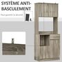 Voir la diapositive 6 : HOMCOM HOMCOM Armoire de cuisine multi-rangements 3 placards 2 niches tiroir panneaux particules classe E1 aspect chêne gris