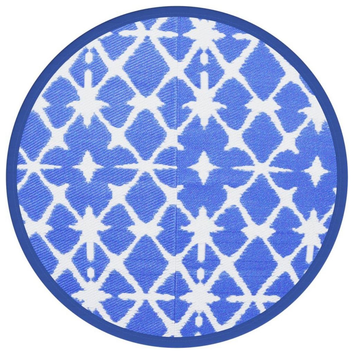 VIDAXL Tapis d'exterieur ARAKIL bleu et blanc Ø160 cm PP