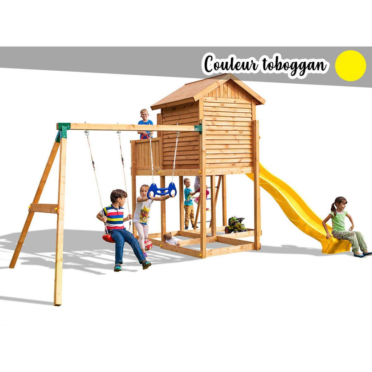 Fungoo Aire de jeux Move My Side - Toboggan jaune - Fungoo