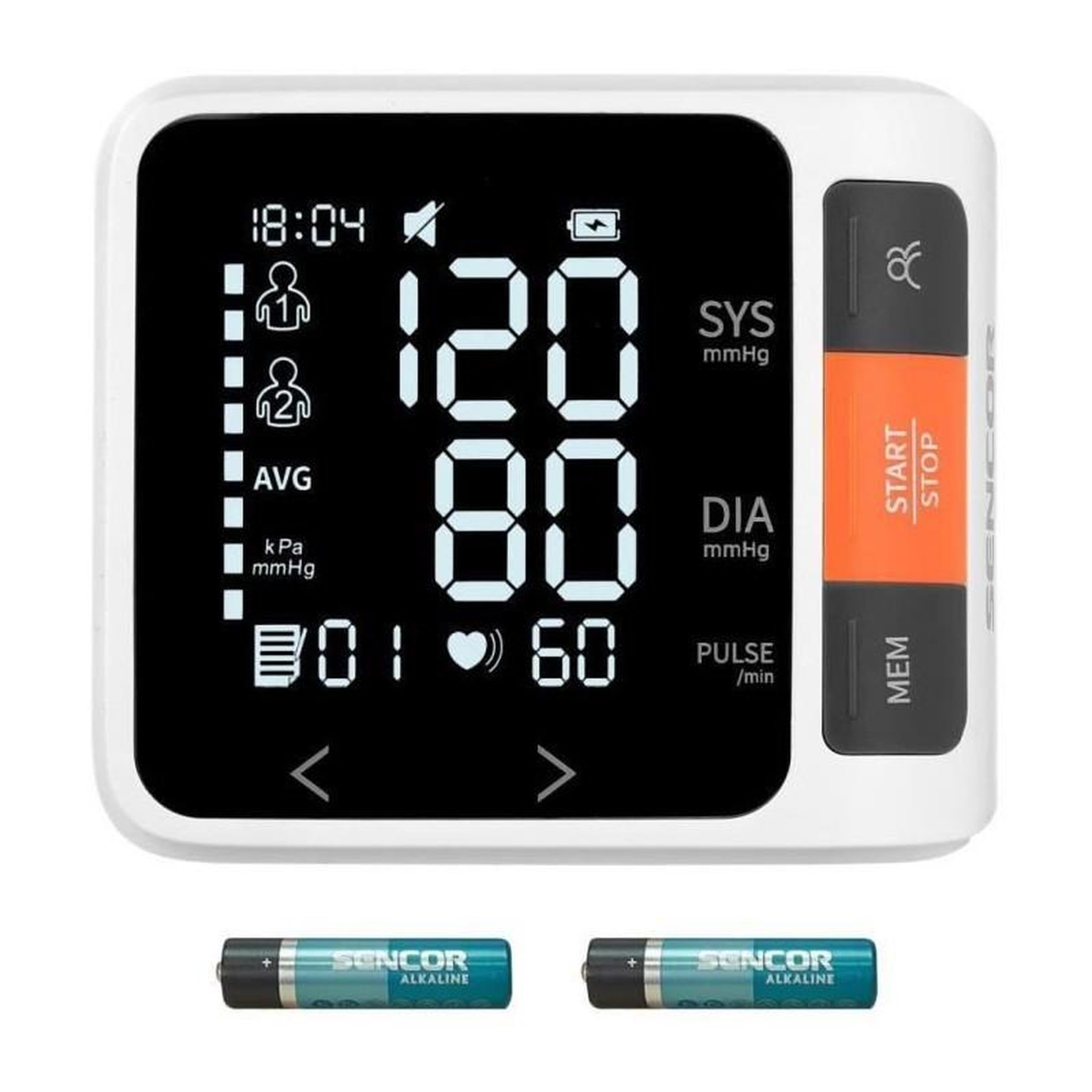 Voir la diapositive 2 : SENCO Tensiometre numérique - SENCOR - SBD 0900WH - Blanc
