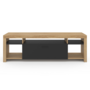 Voir la diapositive 3 : ID MARKET Meuble TV 140 cm MALO bois et placard noir
