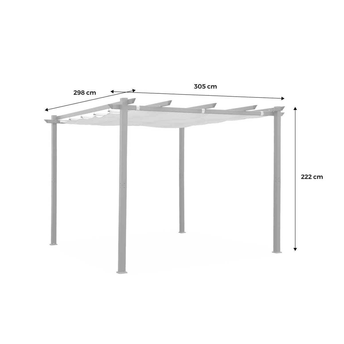 SWEEEK Pergola, aluminium, 3x3m, toile coulissante