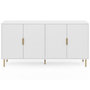 Voir la diapositive 3 : ID MARKET Buffet 160 cm MARCEL 4 portes blanc effet lattes et finitions dorées