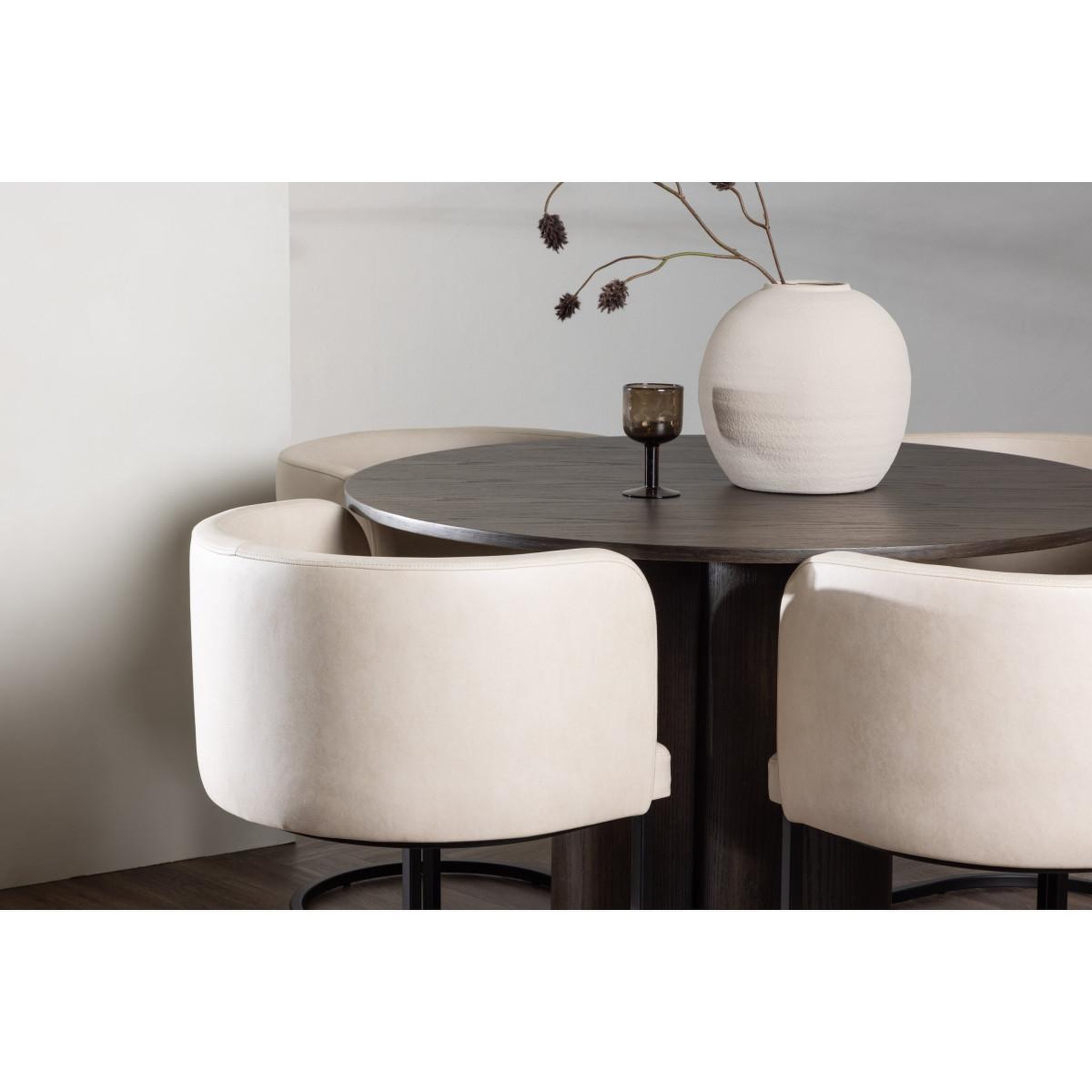 Voir la diapositive 4 : Paris Prix Ensemble table à manger & 4 chaises  olivia & simrishamn  110cm moka & beige