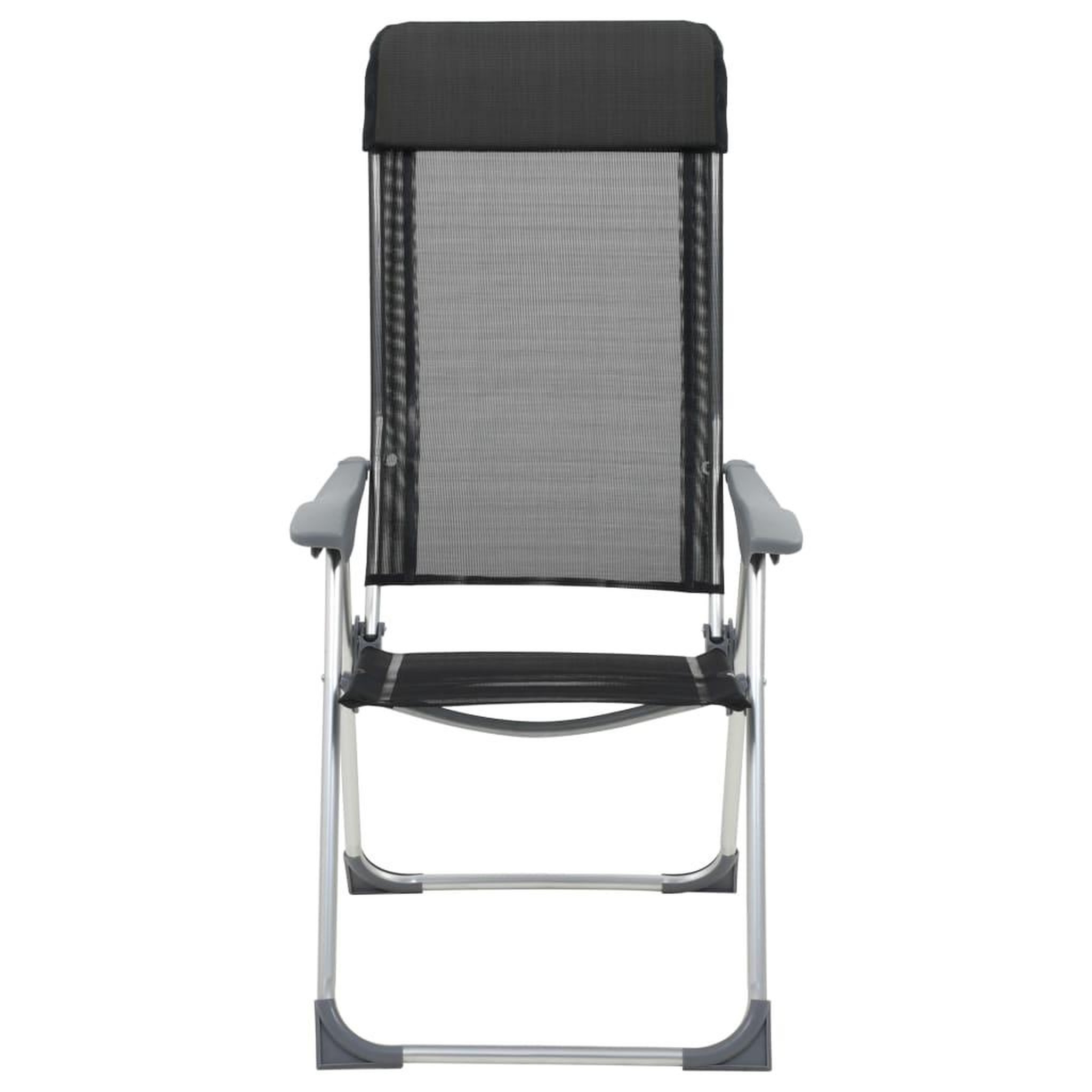 Voir la diapositive 3 : VIDAXL Chaise pliante de camping lot de 2 Noir Aluminium