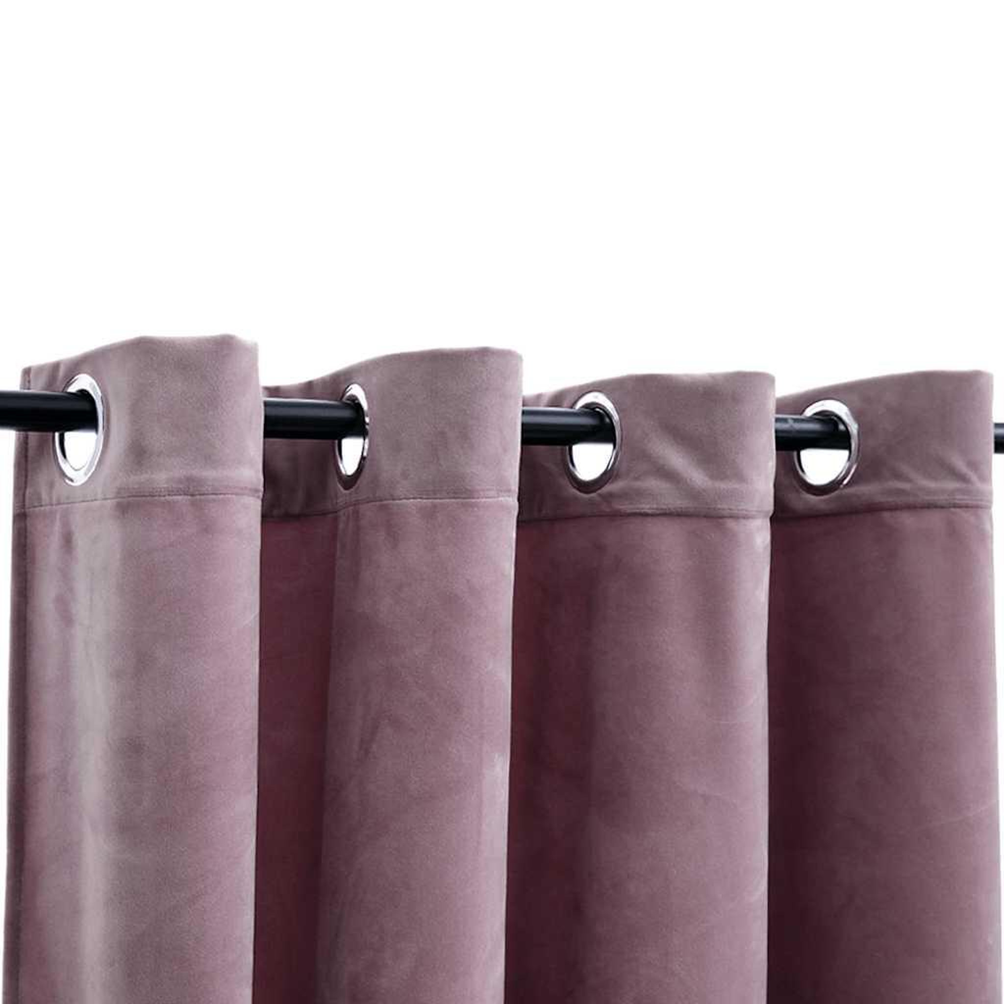 Voir la diapositive 3 : VIDAXL Rideaux occultants avec anneaux 2 pcs Velours Rose 140x175 cm