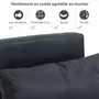 HOMCOM Fauteuil chauffeuse canapé-lit convertible 1 place déhoussable grand confort coussin pieds accoudoirs métal suède noir