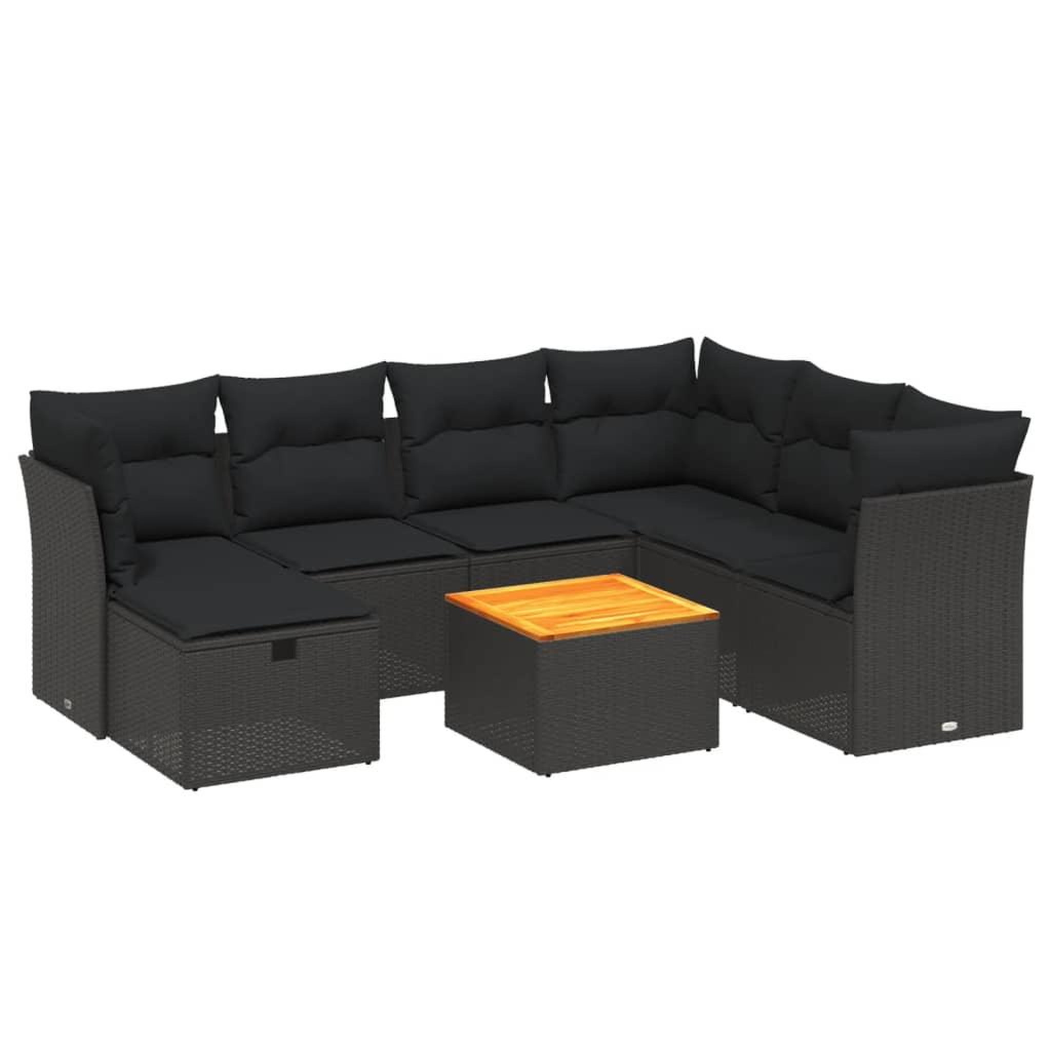 Voir la diapositive 2 : VIDAXL Salon de jardin 8 pcs avec coussins noir resine tressee