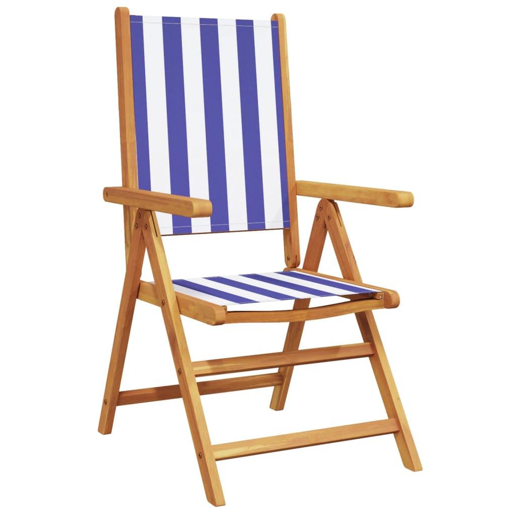 Voir la diapositive 4 : VIDAXL Chaises de jardin lot de 2 bleu/blanc bois acacia massif tissu