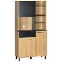 Voir la diapositive 1 : HOMCOM Buffet haut multi-rangement 3 portes tiroir 5 niches bicolore aspect bois clair noir