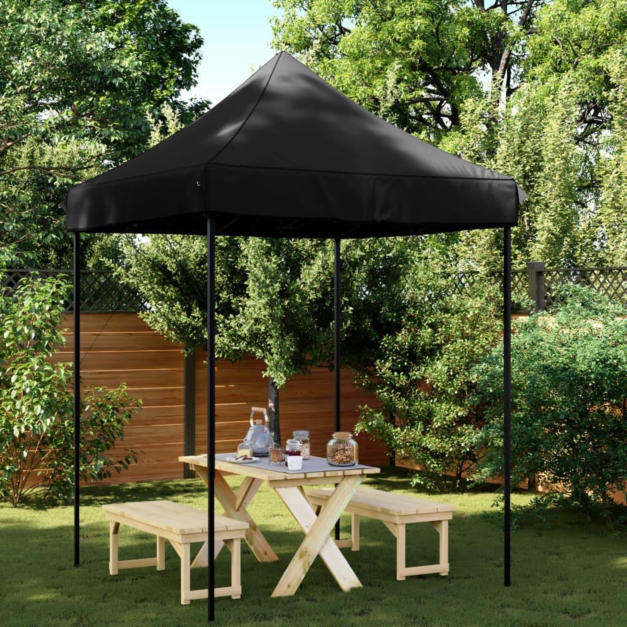 VIDAXL Tente de reception pliable escamotable noir 200x200x306 cm