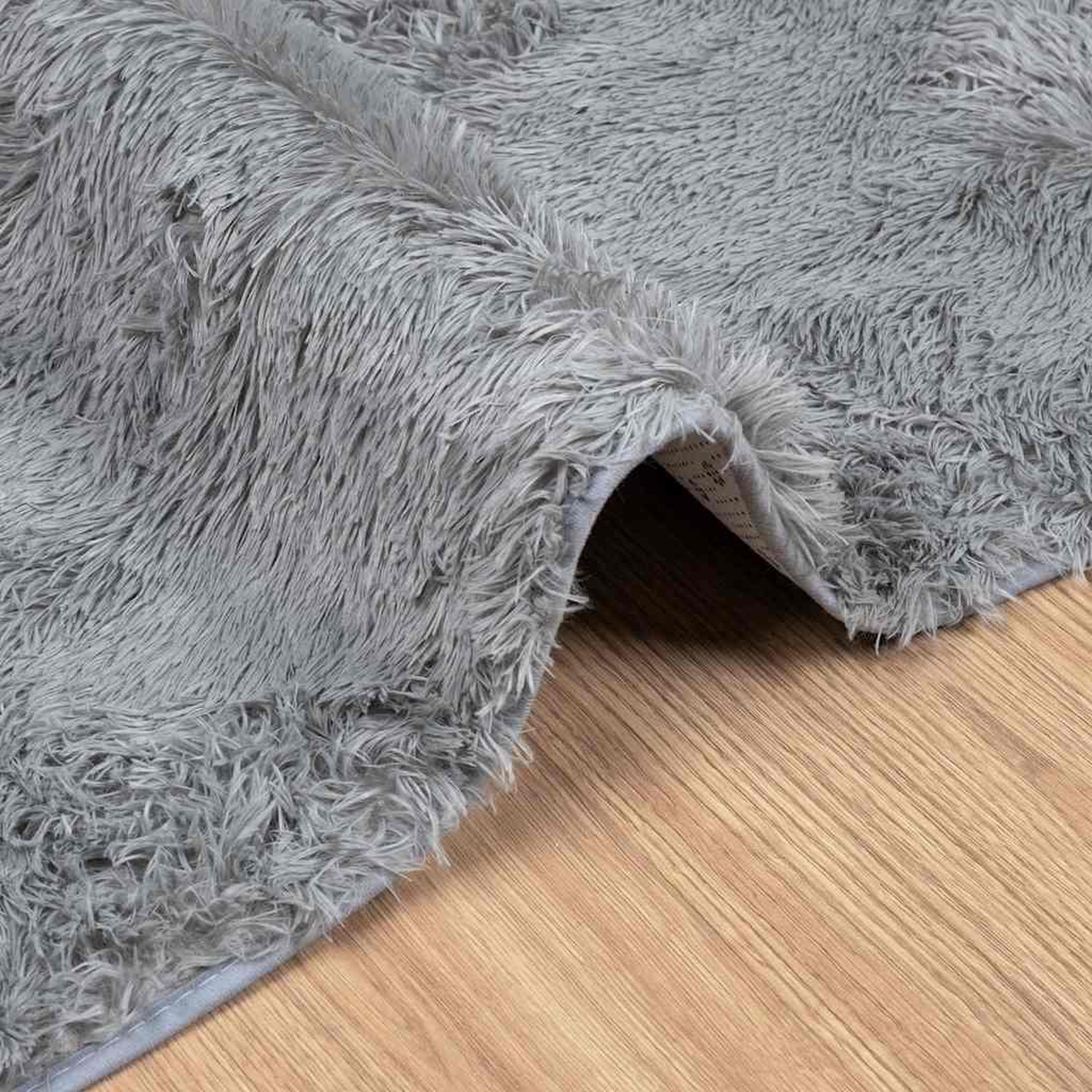 Voir la diapositive 5 : VIDAXL Tapis Shaggy a poils longs NAVARRA gris argente 160x160 cm