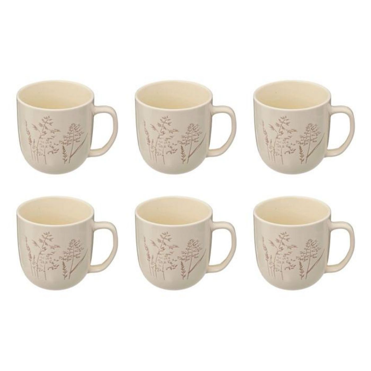 SECRET DE GOURMET Lot de 6 Mugs en Céramique  Elsa  30cl Blanc