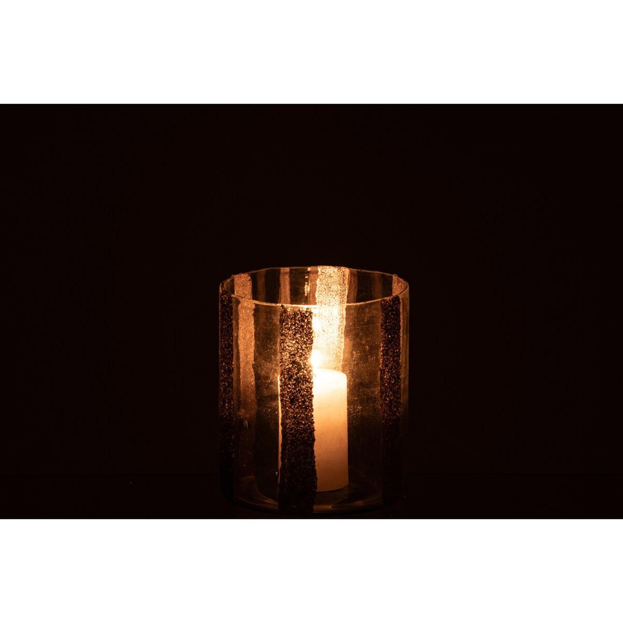 Voir la diapositive 5 : J-LINE Photophore cylindrique en verre  torben  15cm doré