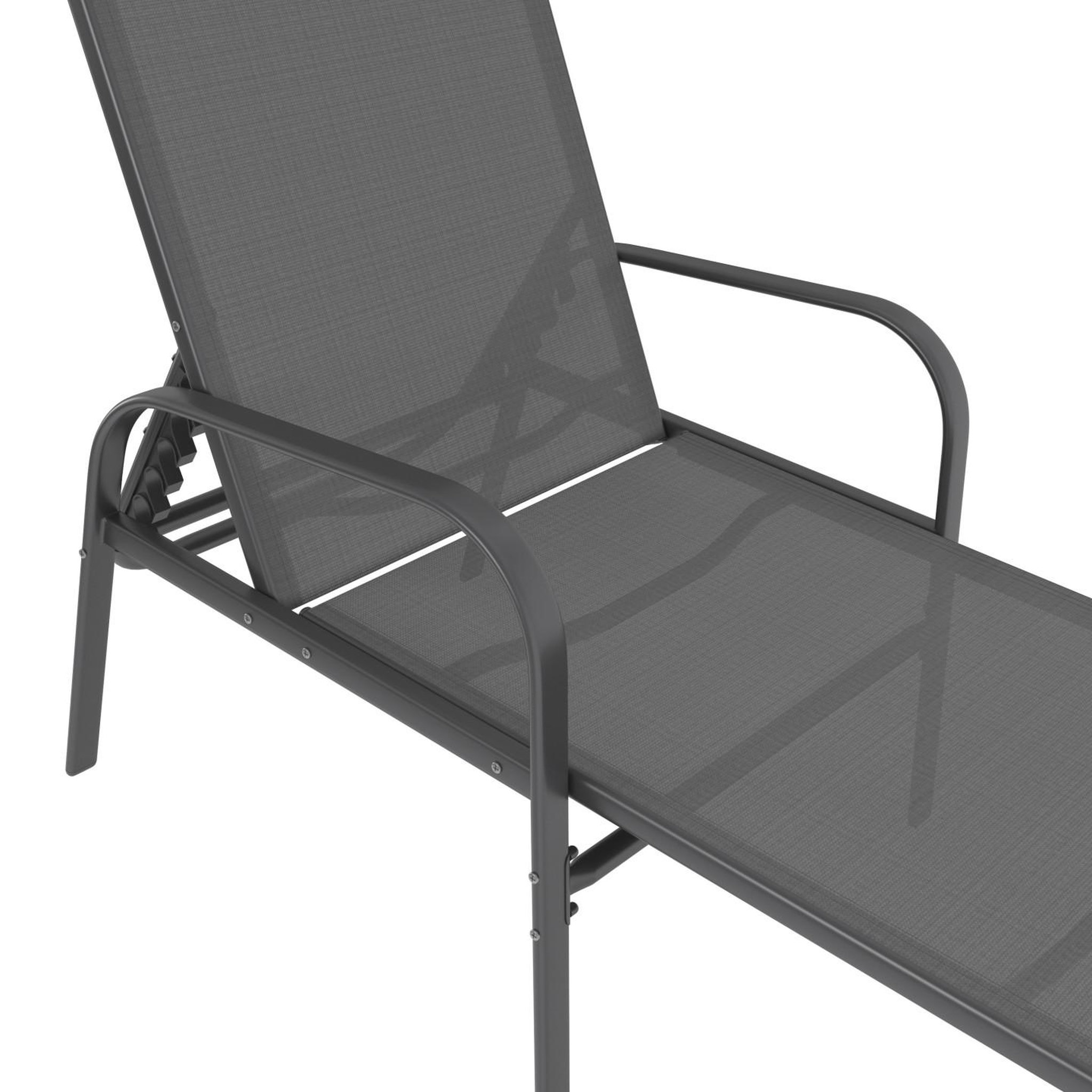 Voir la diapositive 6 : ID MARKET Lot de 2 transats de jardin inclinables fidji en acier gris anthracite et toile grise