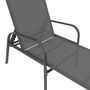 Voir la diapositive 6 : ID MARKET Lot de 2 transats de jardin inclinables FIDJI en acier gris anthracite et toile grise
