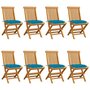 VIDAXL Chaises de jardin avec coussins bleu clair 8 pcs Teck massif