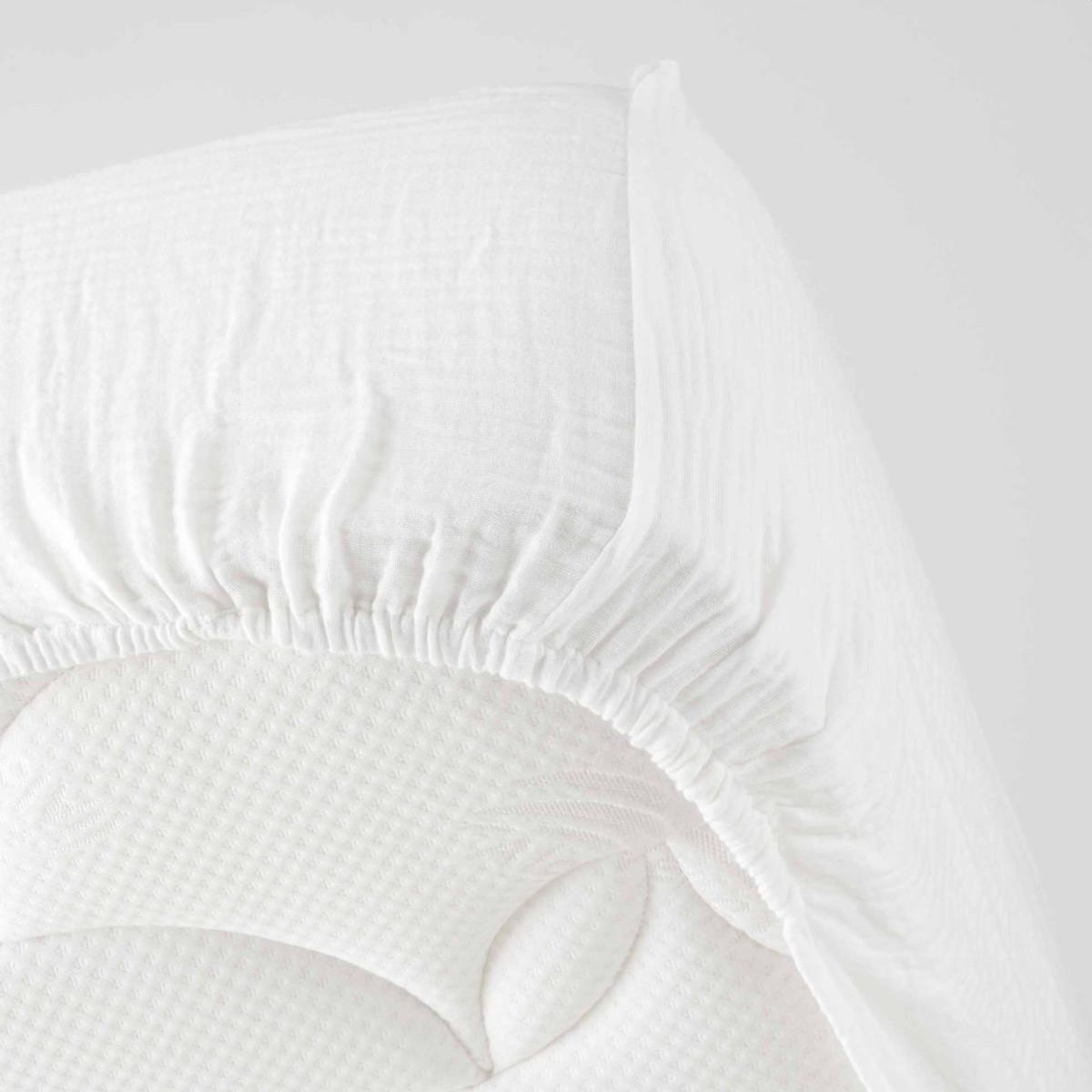 Paris Prix Drap Housse en Gaze de Coton  Angelia  140x190cm Blanc
