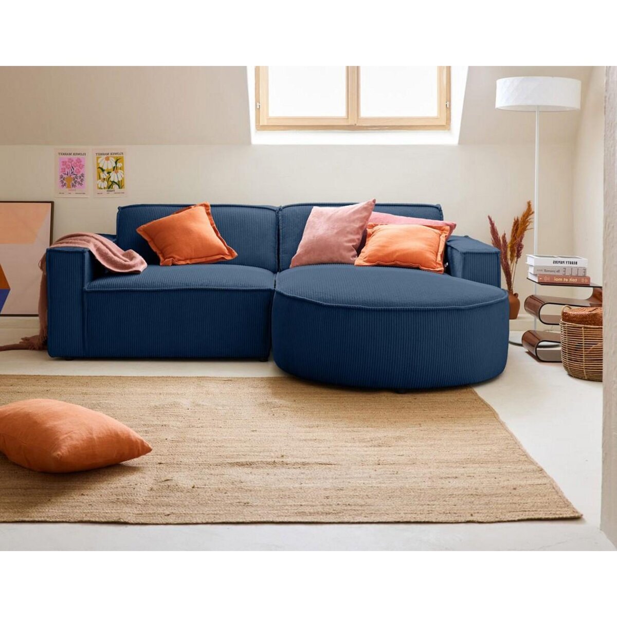 LISA DESIGN Spiaggia - canapé d'angle droit - 4 places - en velours côtelé