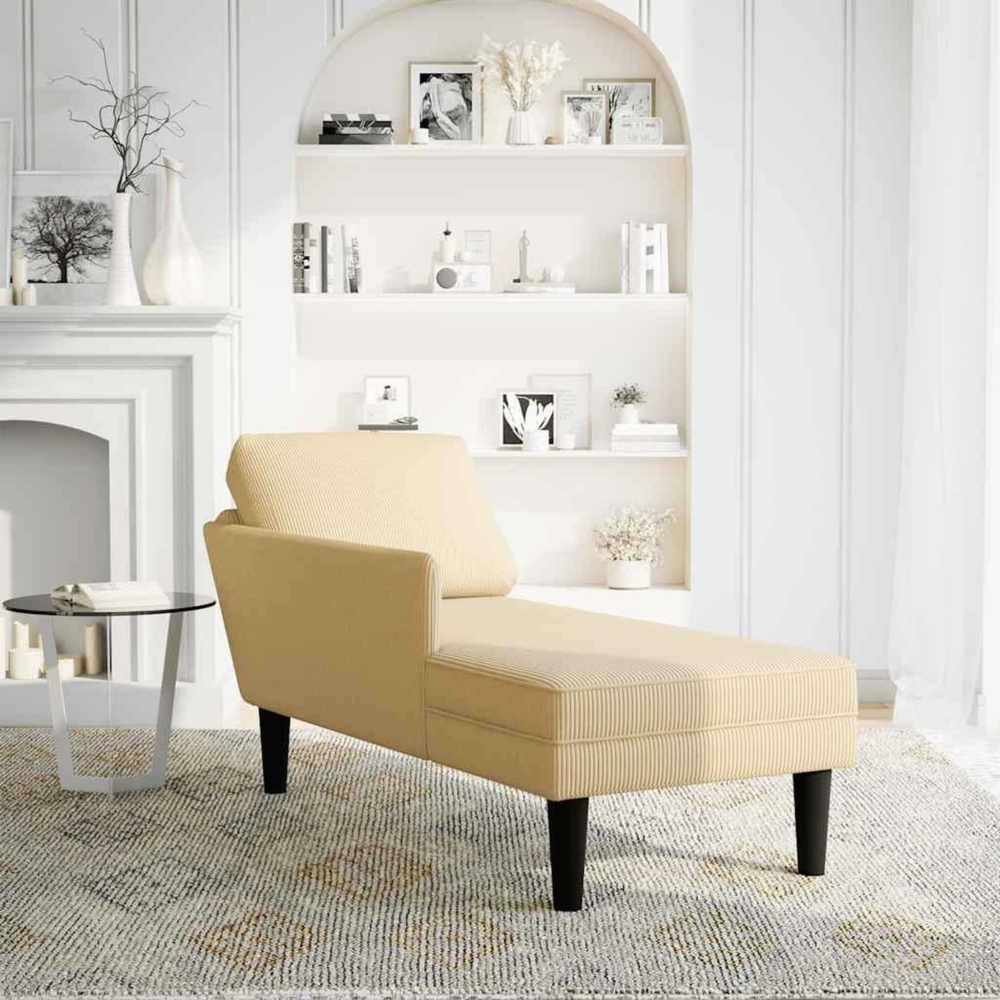 Voir la diapositive 2 : VIDAXL Chaise longue avec coussin tissu en velours cotele