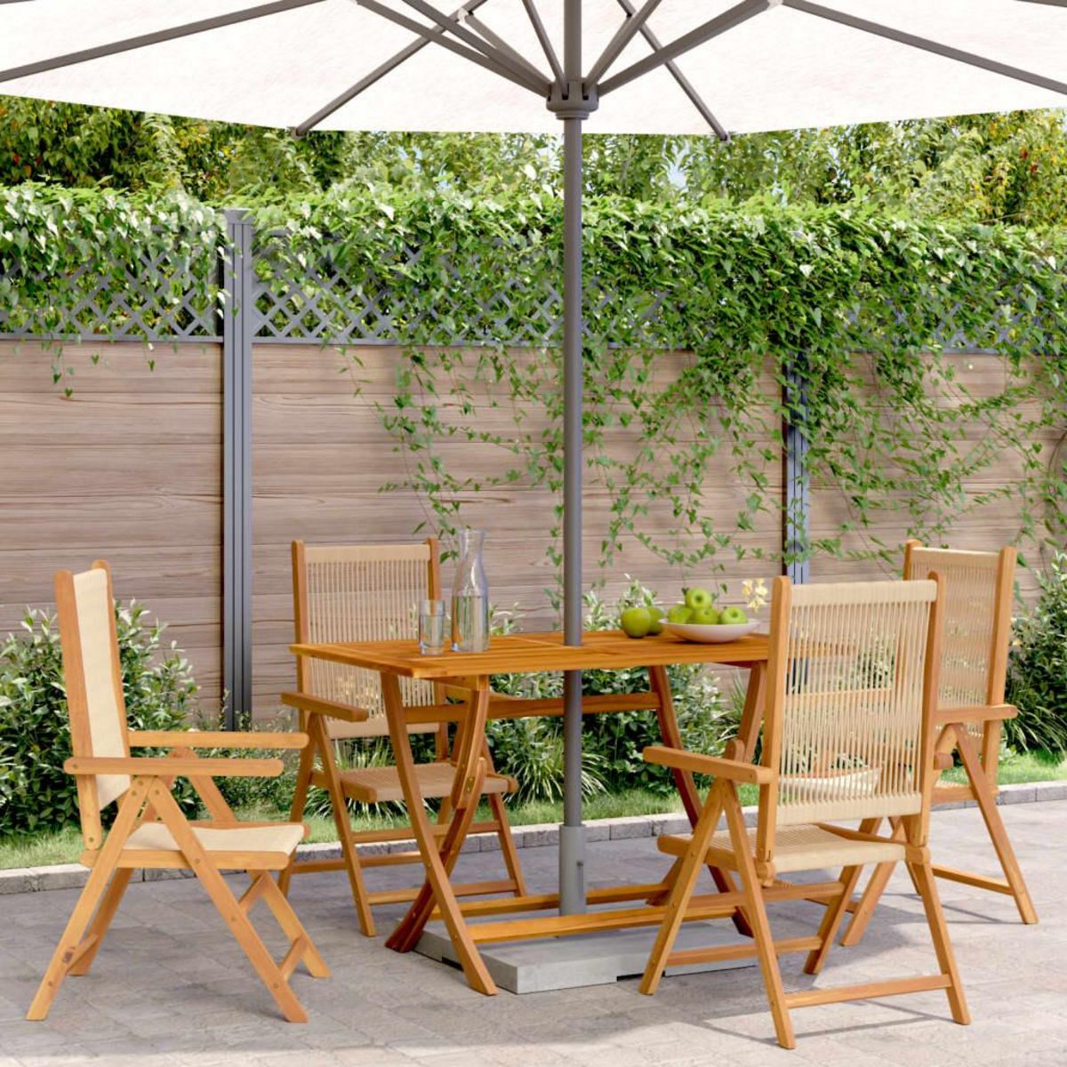 VIDAXL Chaises inclinables de jardin lot de 4 beige bois massif acacia