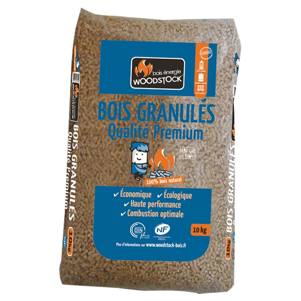 WOODSTOCK Pellet granulés de bois qualité premium NF din+ 10kg