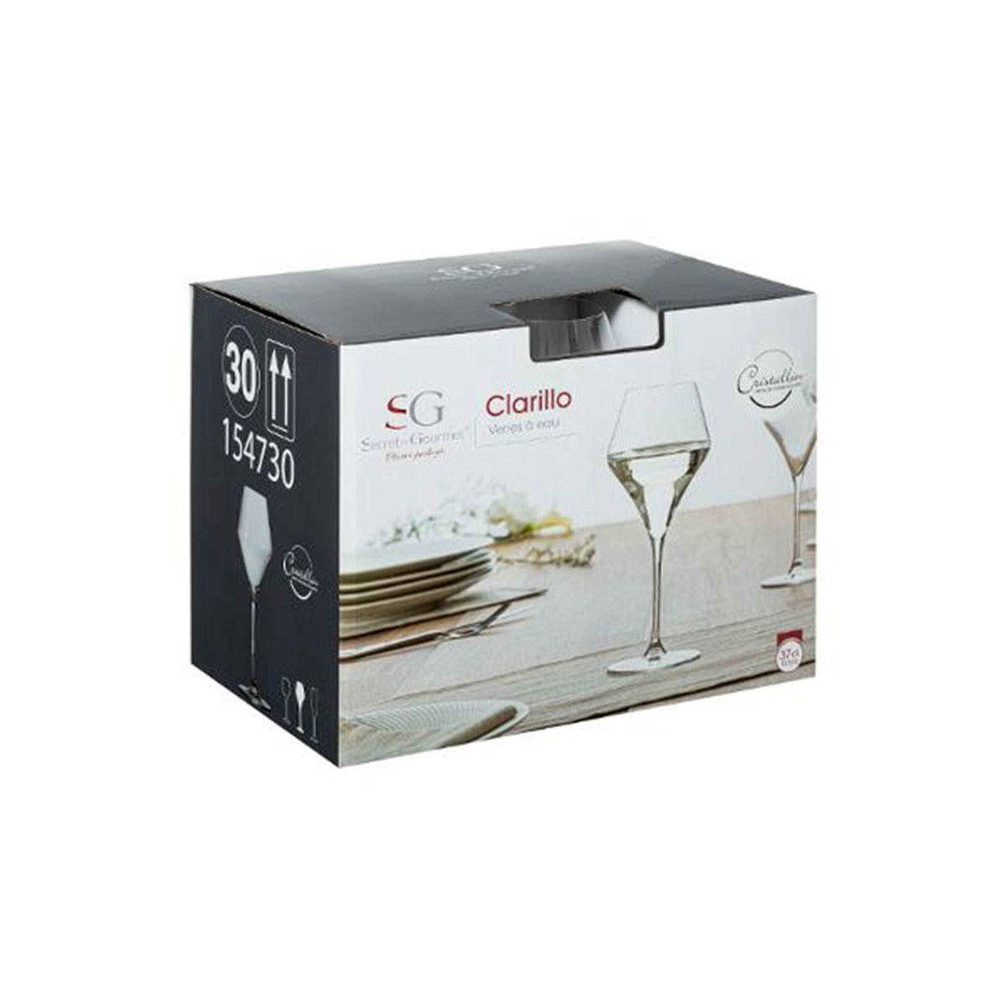 Voir la diapositive 2 : SECRET DE GOURMET Lot de 6 verres à eau  clarillo  37cl transparent