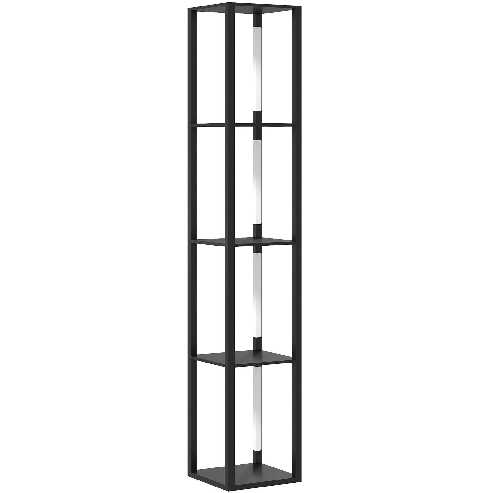 HOMCOM Lampadaire étagères design LED H.163 cm 4 niveaux luminosité réglable MDF noir