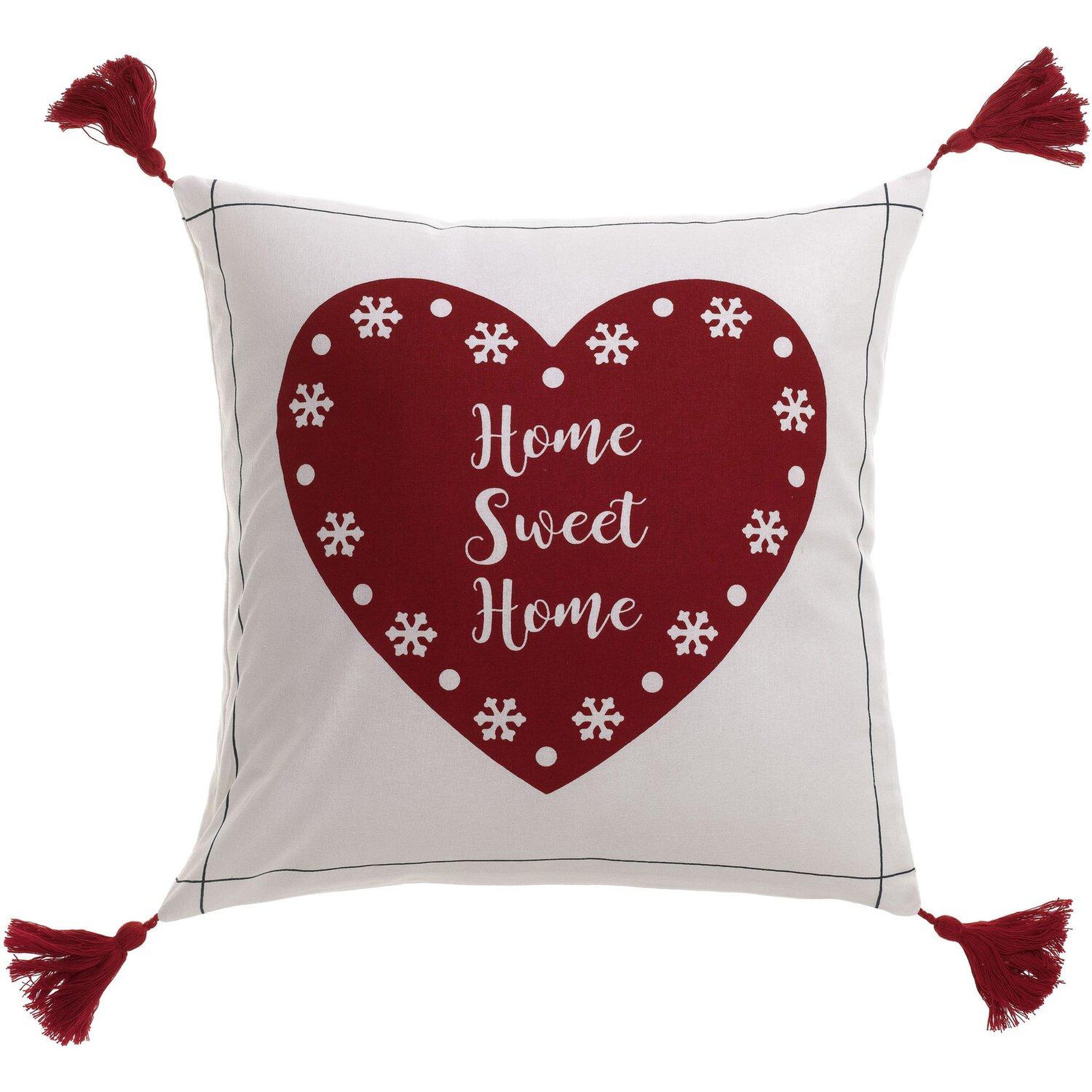 Les Ateliers du Linge Coussin imprimé en polycoton sweet home. Coloris disponibles : Blanc, Bleu