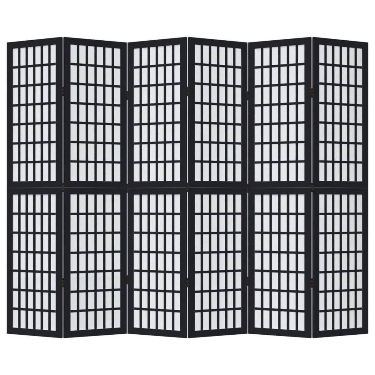 VIDAXL Cloison de separation 6 panneaux noir bois de paulownia massif