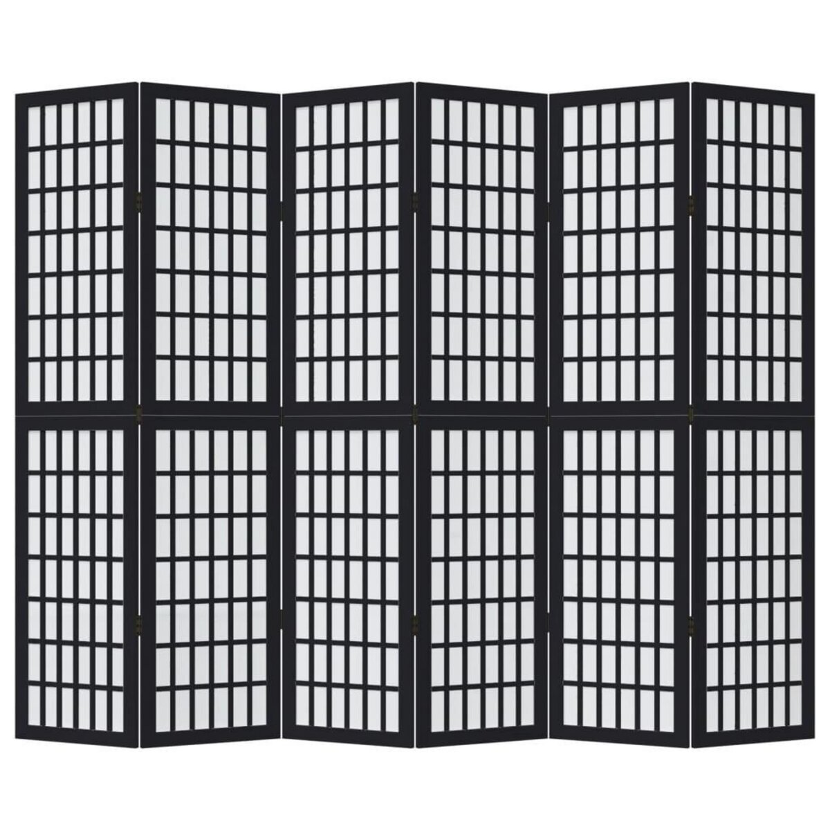 VIDAXL Cloison de separation 6 panneaux noir bois de paulownia massif