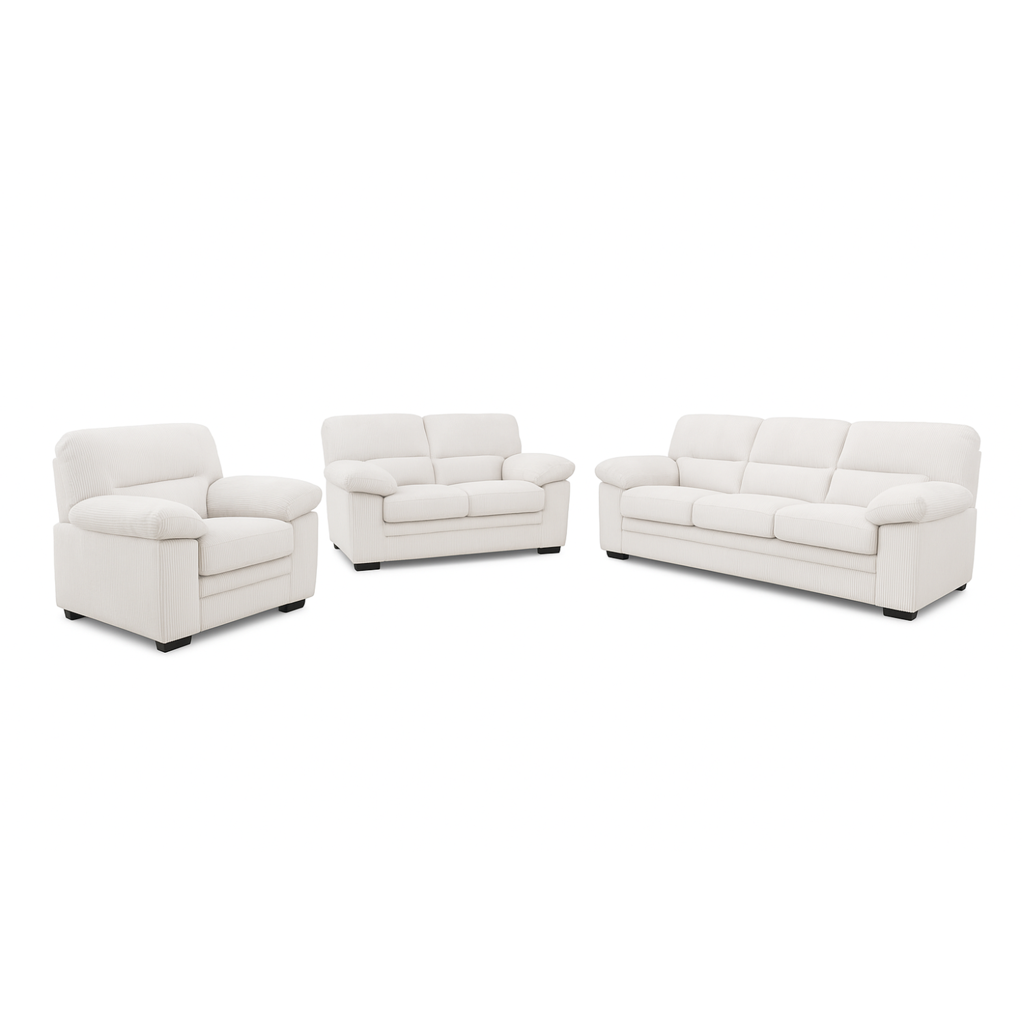 CONCEPT USINE Canapé 3 places + 2 places + fauteuil en velours côtelé beige lincoln