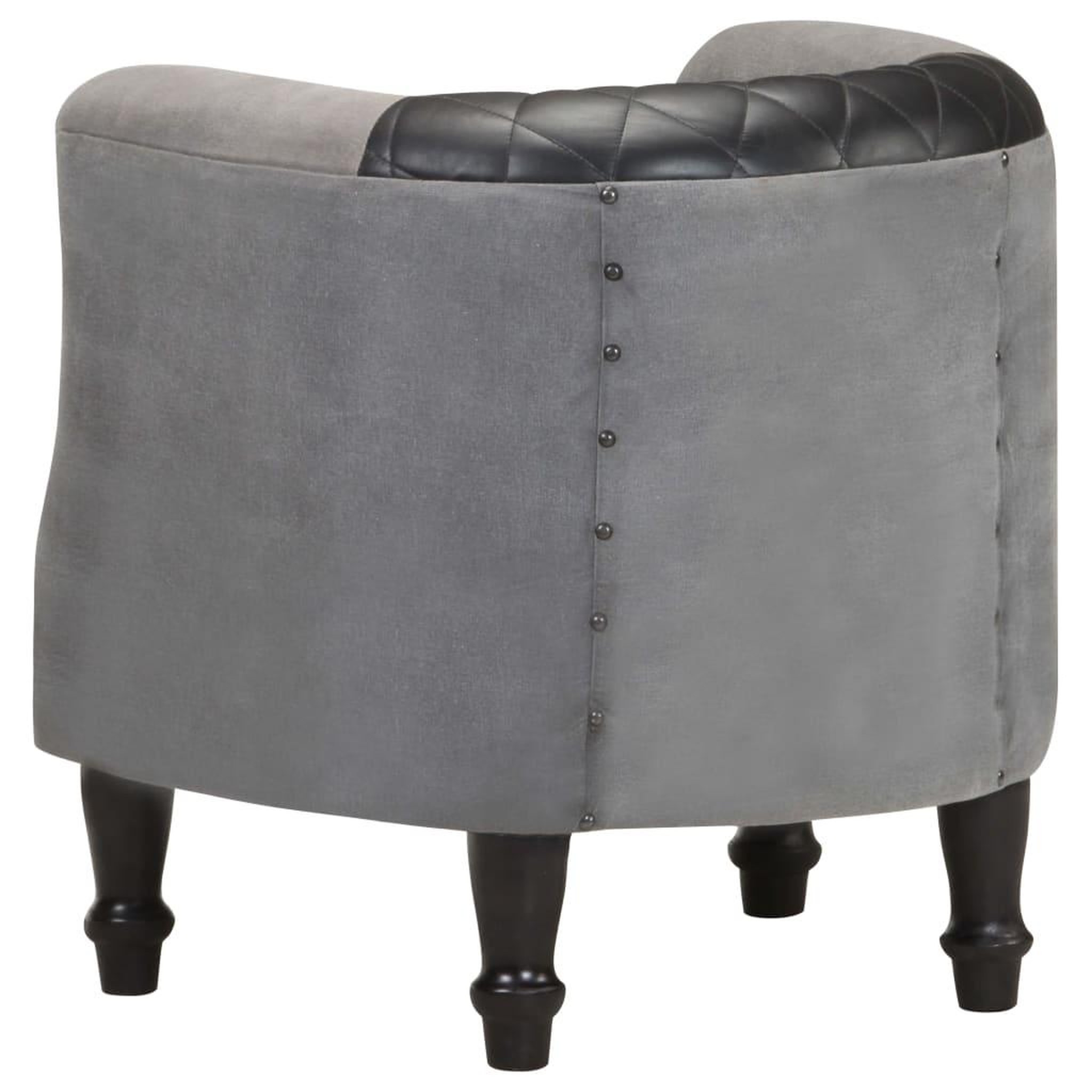 Voir la diapositive 4 : VIDAXL Chaise cabriolet Noir Cuir veritable et bois de manguier massif
