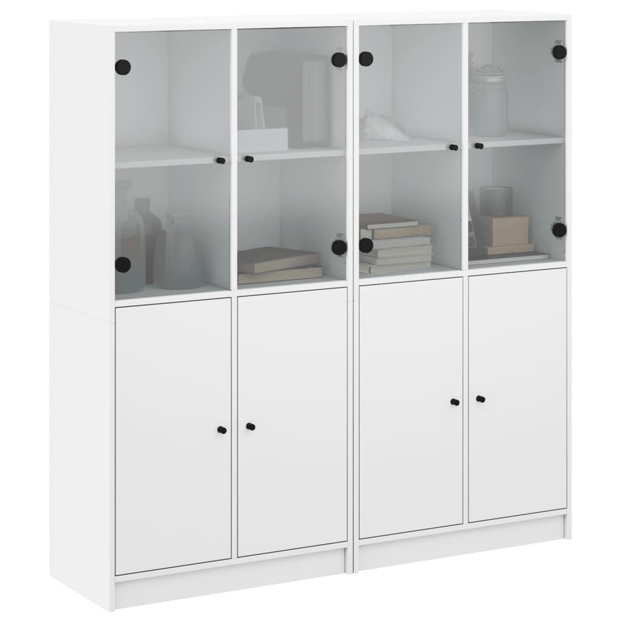Voir la diapositive 5 : VIDAXL Bibliotheque avec portes blanc 136x37x142 cm bois d'ingenierie