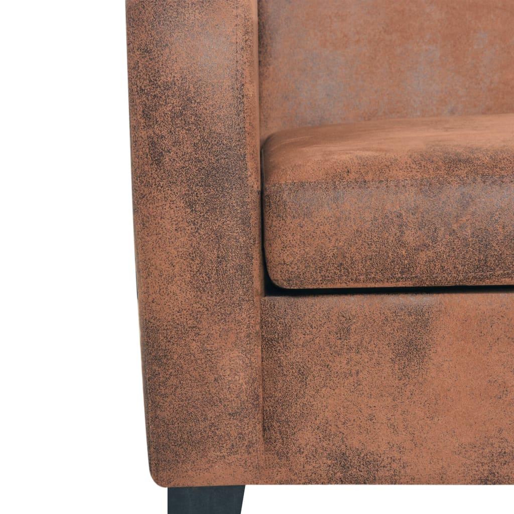 Voir la diapositive 4 : VIDAXL Canape a 3 places Daim synthetique Marron