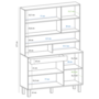 Voir la diapositive 6 : ID MARKET Buffet de cuisine 120 CM CINA 6 portes + tiroir blanc et gris brillant