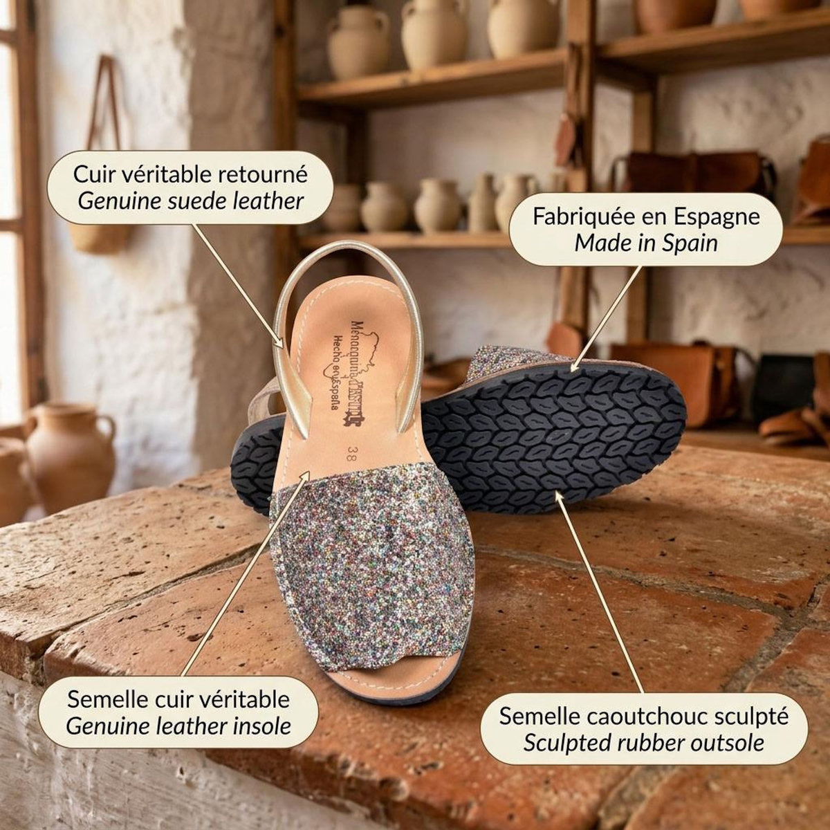 OZABI OZABI Sandales Menorquines Cuir Véritable Espagne
