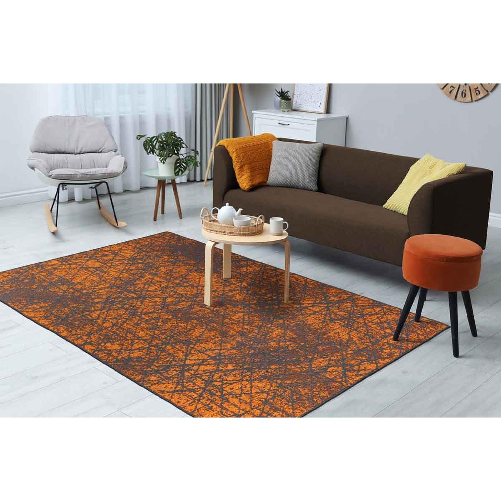 Voir la diapositive 5 : Paris Prix Tapis Tissé à Poils Courts Vintage  Kalevi  Orange