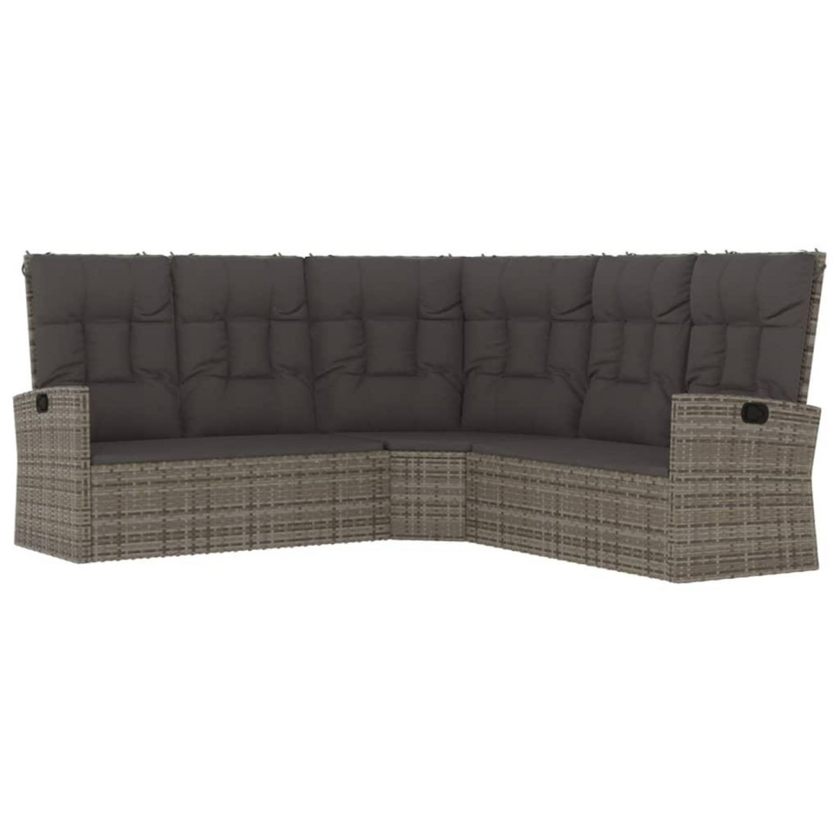 VIDAXL Salon de jardin 2 pcs avec coussins Gris Resine tressee