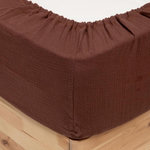 ATMOSPHERA Drap Housse en Gaze de Coton  Flora  140x190cm Marron